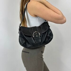 Vintage Coach Black Leather Medium SoHo Shoulder Bag. Style 9248, Year 2004.